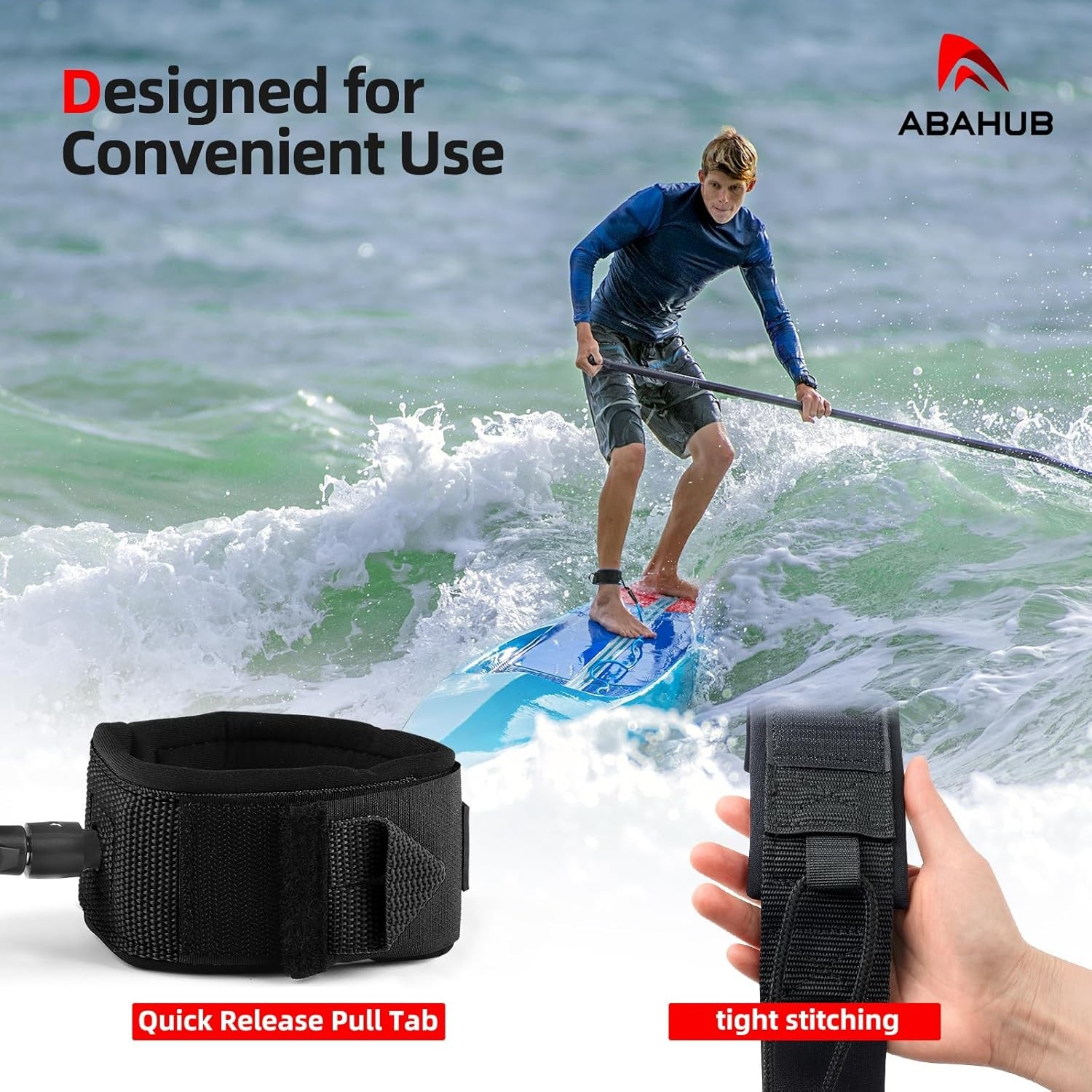 Coil SUP Leash 10 FT Coiled Paddle Board Black Lite for Surfing