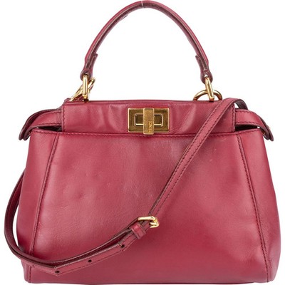 Fendi Leather Peekaboo Mini Handbag Tasche
