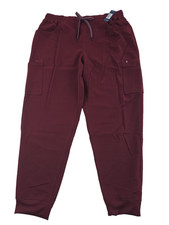 Jaanuu Womens Scrub Pants Joggers Cargo Burgundy Size Large Short