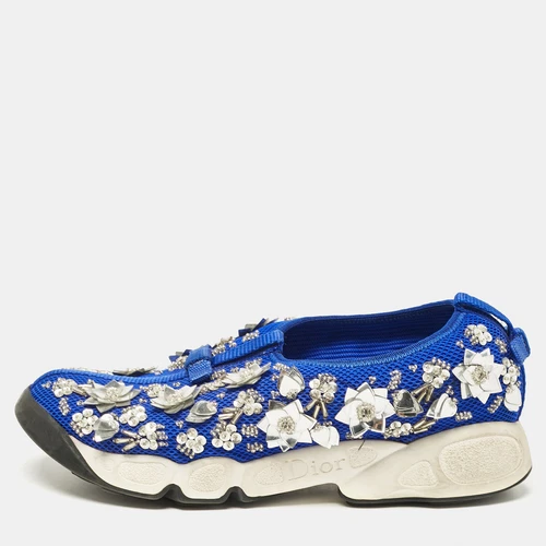 Baskets à enfiler Dior bleu maille ornée de cristal fusion pointure 36,5