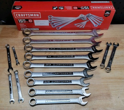 #ad Craftsman Sae Combination Wrench Set 15 PC. SAE 12 POINT BRAND NEW FREE SHIPPING $55.00