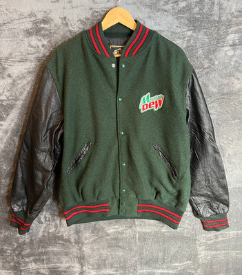 Vintage Mountain Dew Varsity Jacke USA Holloway Wolle Leder Herren L
