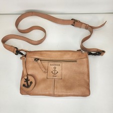 Harbour 2nd Leather Crossbody Bag Anchor Logo Flap Buckle Accent Brown