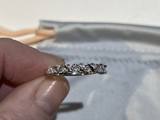 QVC Rhodium Plated Sterling Silver Marquise Set Diamonique Ring UK Q