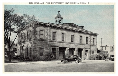 #ad City Hall amp; Fire Department Hutchinson MN C1930s Postcard AH4 $12.50