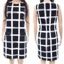 Brand New Eliza J Black White Check Leather Trim sz 8