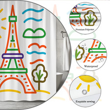 Colorful Eiffel Tower Shower Curtain - Fun Kids Bathroom Decor