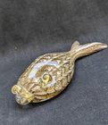 VTG ITALIAN ART GLASS FISH MURANO? AVENTURINE SILVER BROWN BLACK GREEN YELLOW