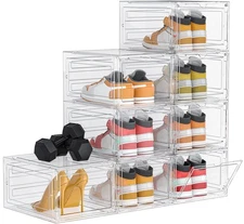 HOMIDEC Shoe Storage, 8 Pack Shoe Organizer Clear Hard Plastic Shoe Box, Shoe...