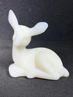 Fenton White Satin Glass Fawn / Deer, Vintage! Adorable! 3 1/2” Partial Label!