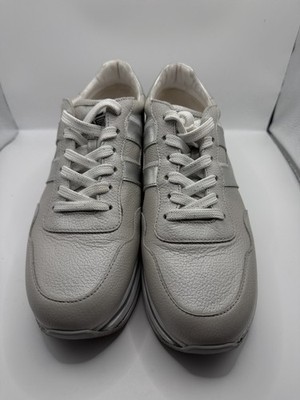 Hogan Women's Maxi H222 Platform Sneakers in Silver/Grey Leather.