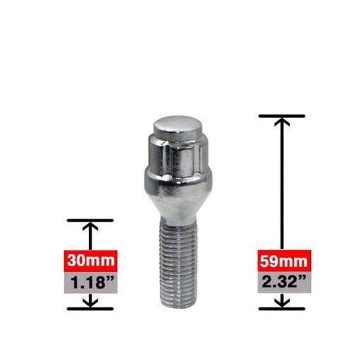 20 Lug Bolts 12x1.5 Chrome Conical 6-Spline Stud Bolt 30mm + One Key/Tool - Picture 2 of 4
