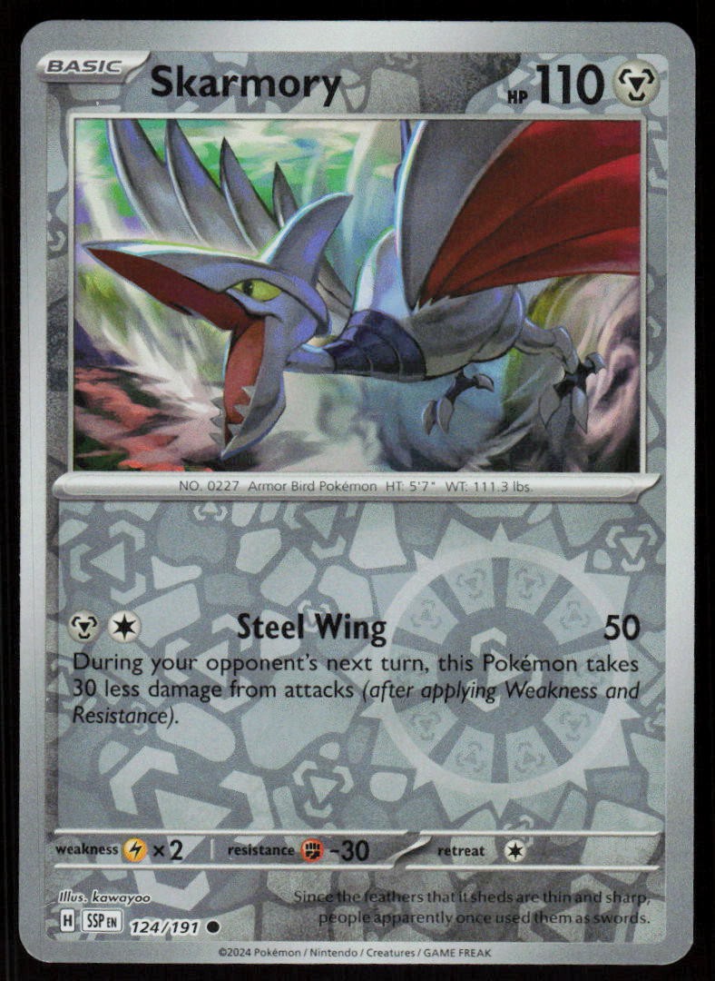 Skarmory 124/191 Common Surging Sparks Pokemon Reverse Holo Near Mint