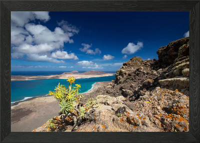 Gerahmtes Wandbild Meerblick auf Lanzarote Poster Leinwanddruck Bild