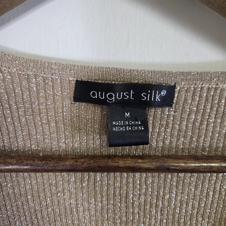 Top August Seda Metálico Dorado Deslumbrado con Lentejuelas y Perlas Talla Mediana Foto 3 de 4