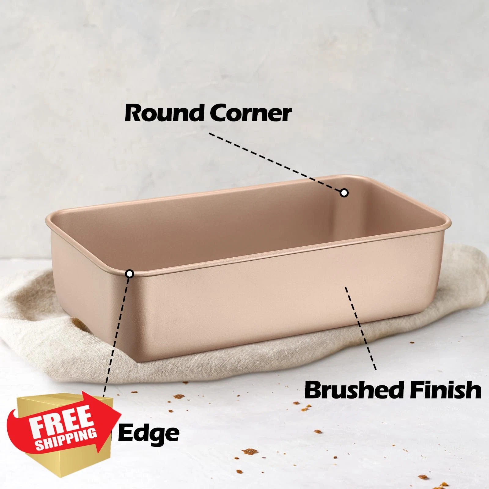 Leonyo 6pk Nonstick Loaf Pans 9x5" Stainless Steel Rose Gold Baking Bread