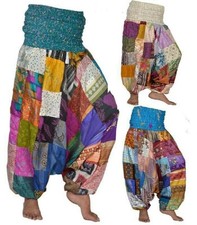5 Pcs of Indian Vintage Silk Sari Boho Harem Trousers Women Gypsy Yoga Pants