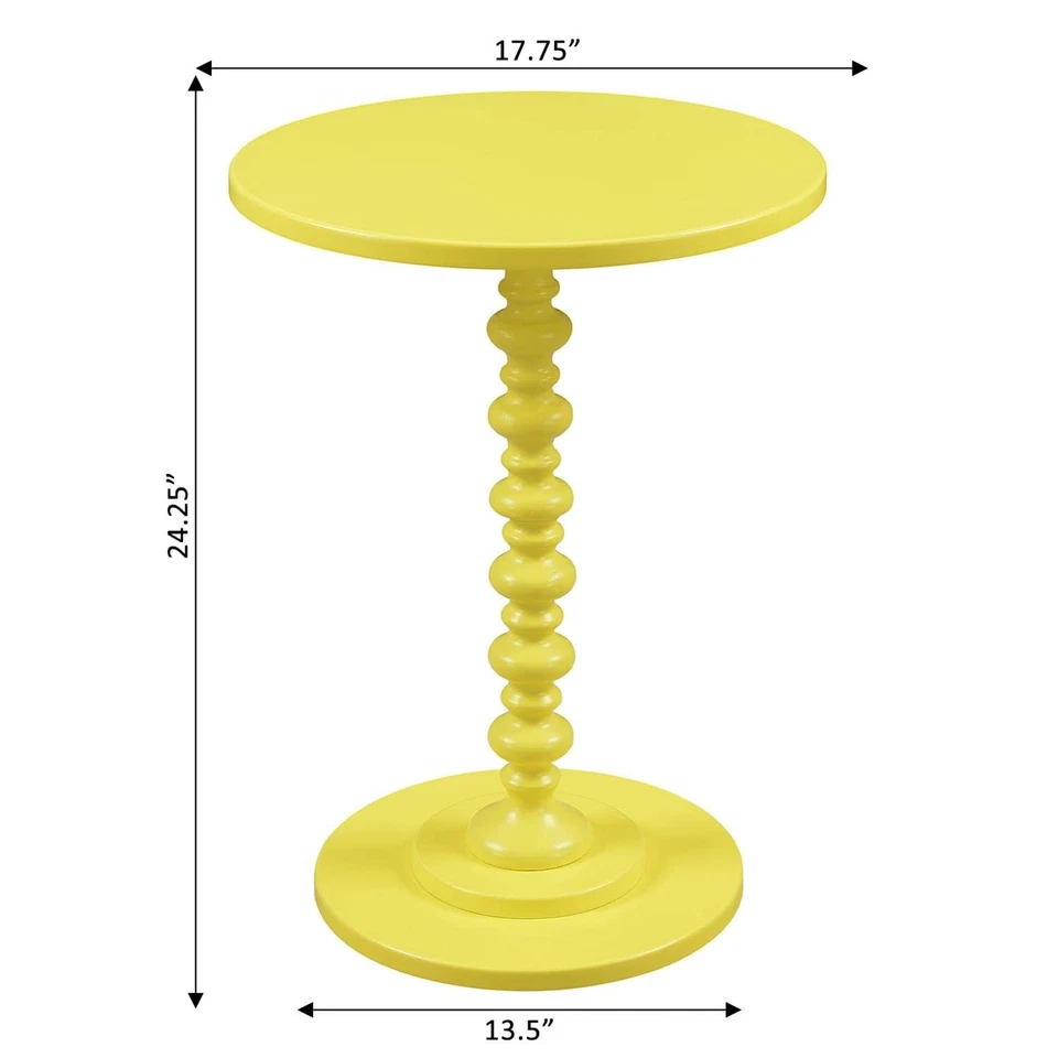 Mesa redonda amarilla Palm Beach 1775 pulgadas base de husillo esculpido fácil montaje Foto 3 de 4