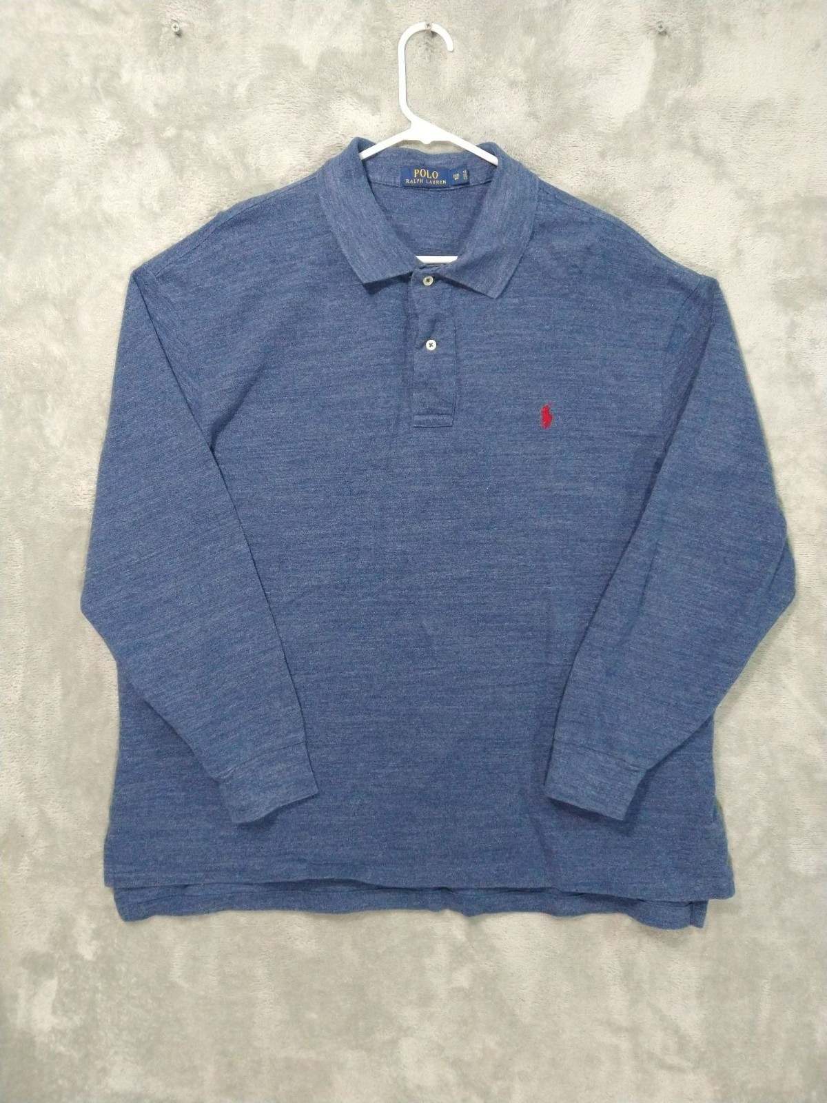 Polo Ralph Lauren Shirt Mens 2XB Big Tall Blue Long Sleeve Pony Logo Cotton