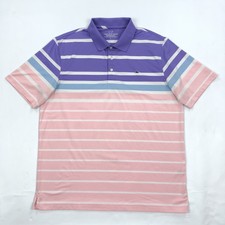 Vineyard Vines Performance Polo Shirt Men's Size L Striped Purple Pink Blue