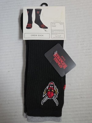 Netflix Stranger Things, Men's Crew Socks Hellfire Club Red Black, Size 10-13