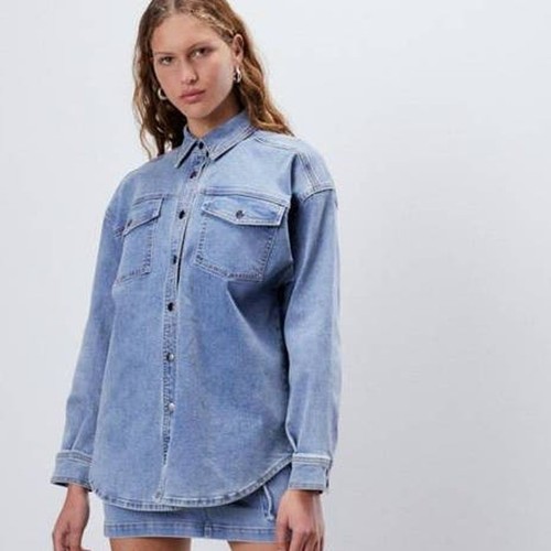 Misha Urban Andi Denim Shacket Shirt Jacket Retro Blue JFMA23JA XS XSmall NEW