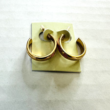 Hoop Earrings Pierced Gold-tone with 3 Soft Pink Hearts each 3/4  Round Post NEW