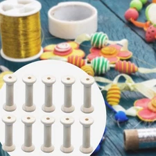 10Pcs Unfinished Wooden Spools Cord Holder Sewing Thread Storage