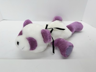 Vintage Laying Sleeping Purple Panda Plush 14 Inch Stuffed Animal Squeaker