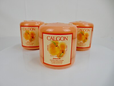 CALGON TAKE ME AWAY PEACH PILLAR CANDLE 2.75 OZ (BUYER GETS 3 CANDLES)
