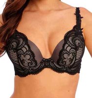 Wacoal Izumi Bra Black Lace Size 32C Underwired Moulded Padded Plunge 601102 New