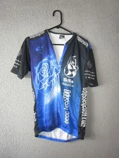 LOUIS GARNEAU MEN'S CYCLING JERSEY LARGE BLACK WHITE BLUE USED POLYESTER