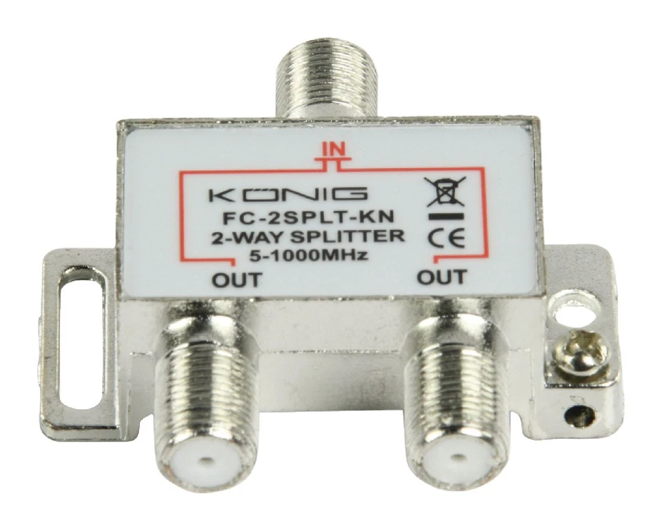 NEDIS CATV Splitter 5 - 1000 MHz | Perdita inserimento: 4,2 dB uscite 2