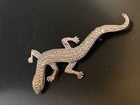 Large Solid Wrought 925 Sterling Silver & Marcasites Lizard Brooch