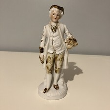 Vintage Rococo Revival Man Uniart Fine Porcelain Figurine Victorian Colonial Fig
