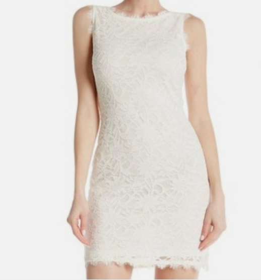 Jump Ivory Medallion Lace Bodycon Mini Dress Sleeveless Soft Lined