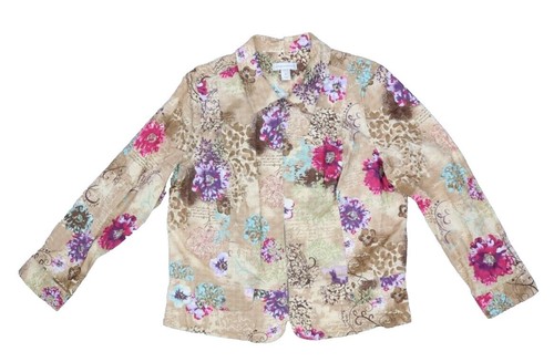 Veste à Capuche Femme Christopher & Banks – Taille M – Motif Fleuri Multicolore – Coton