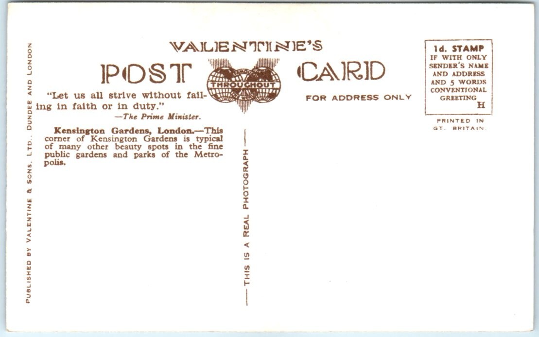 Postcard Kensington Gardens London, England eBay