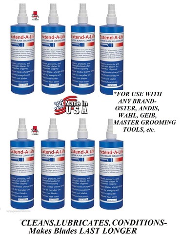8-EXTEND-A-LIFE CLIPPER KLINGE SPÜLUNG REINIGER SPRAY Gleitmittel für ALLE Oster, Andis, Wahl