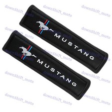 2pcs Black Soft Car Seat Belt Shoulder Cushion Cover Pad Fit For Mustang Auto