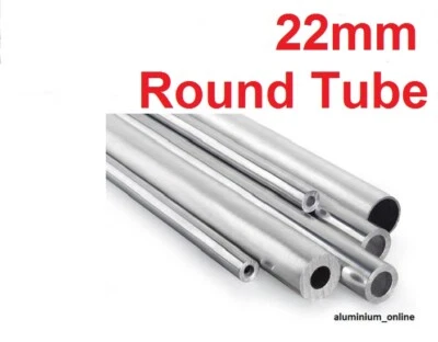 ALUMINIUM ROUND TUBE 22mm, 2 thickness, lengths up to 100mm - 2500mm
