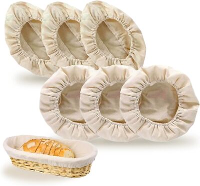 6 Pcs Banneton Bread Proofing Basket Linen Cloth Liners 10 Inch Baking Dough
