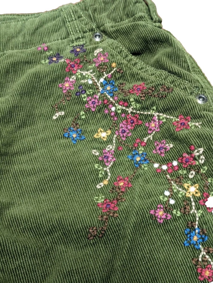 ボトムス vintage oshkosh Flower corduroy VTG OshKosh Bgosh Green Floral Embroidered Corduroy Girls Pants