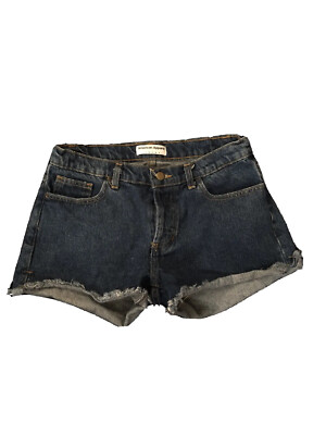 American Apparel Size 29 Mid Rise Dark Blue Denim Button Up Shorts