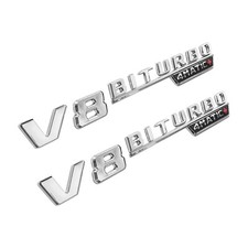V8 BiTurbo 4Matic+ Emblem Side Fender Chrome Badge For MB AMG CL63 E63 CLS SLK