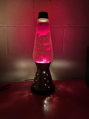 Vintage Lava Lite Lamp Gold STARLIGHT Red Wax 17