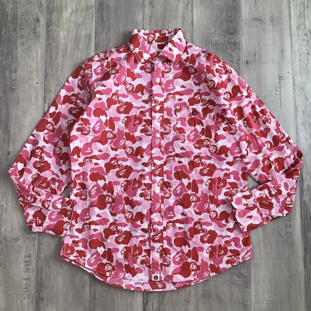 A BATHING APE ABC CAMO MILO ロンT Tシャツ ピンク BAPE Milo ABC camo pink long sleeve shirt a bathing ape NIGO Size