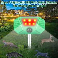 Animal Repeller Ultrasonic Solar Power Outdoor Pest Cat Mice Motion Detection US