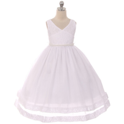 WHITE Size 6 Flower Girl Dress Recital Dance Wedding Bridesmaid Formal Party