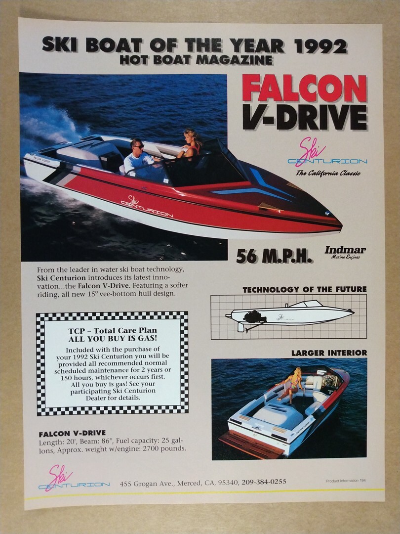1992 Ski Centurion Falcon V-Drive Boat vintage print Ad | eBay